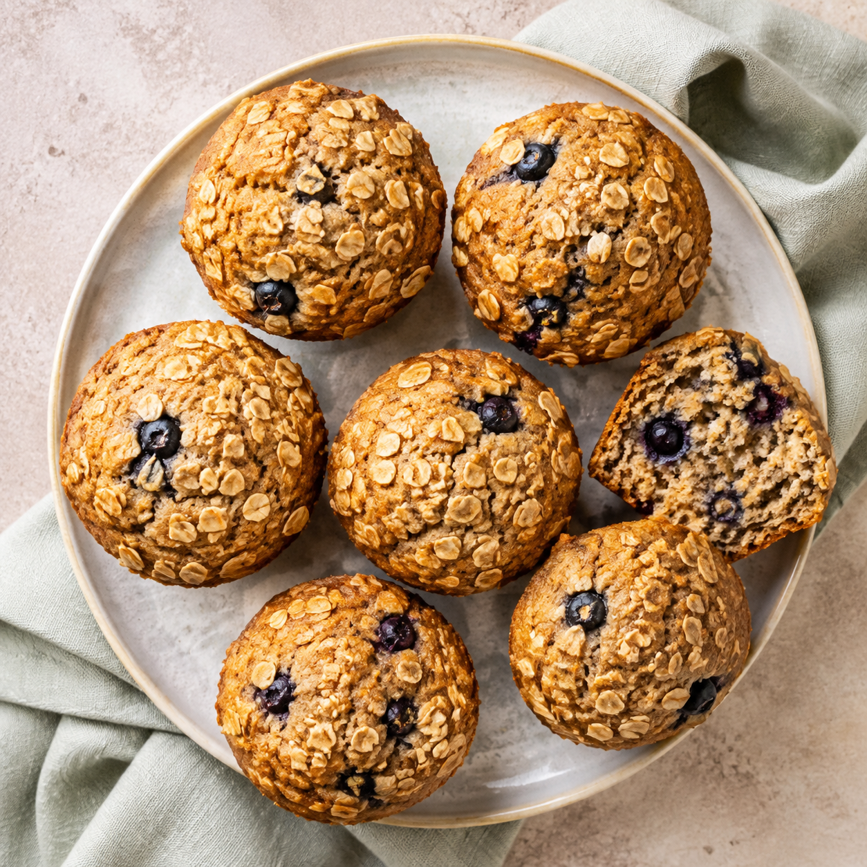 Bananen-havermoutmuffins met blauwe bessen
