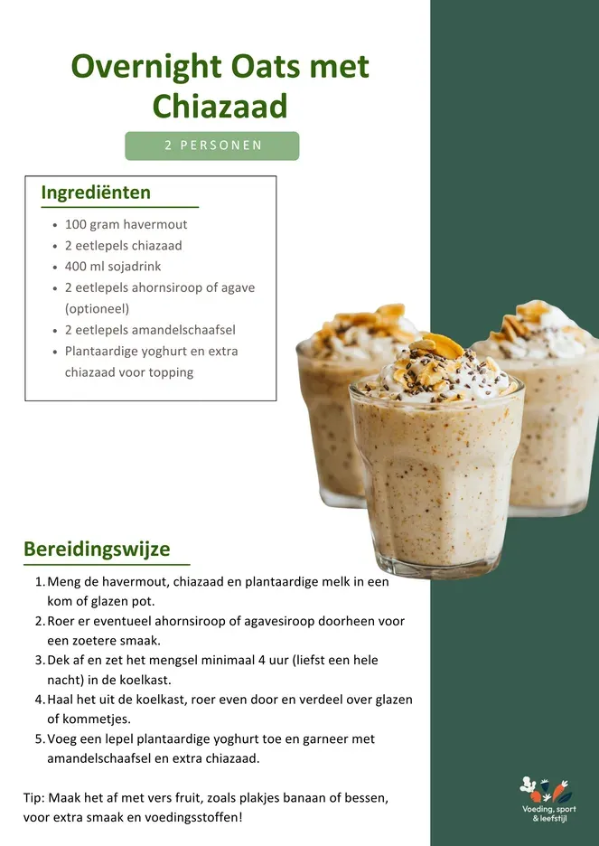 Receptkaart Overnight Oats met Chiazaad