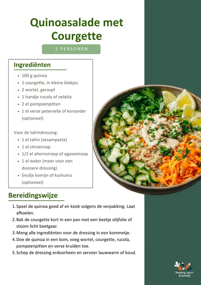 Receptkaart Quinoasalade met Courgette